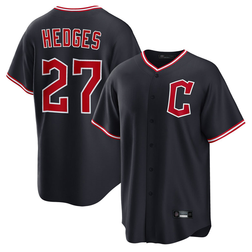 Cleveland Guardians #27 Austin Hedges Player Navy CONTON Game Home Stitched Jerseys