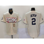 New York Yankees #2 Derek Jeter Cream CONTON Limited Stitched Jerseys