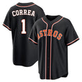Houston Astros #1 Carlos Correa Player Black CONTON Fashion Out Home Game Stitched Jerseys