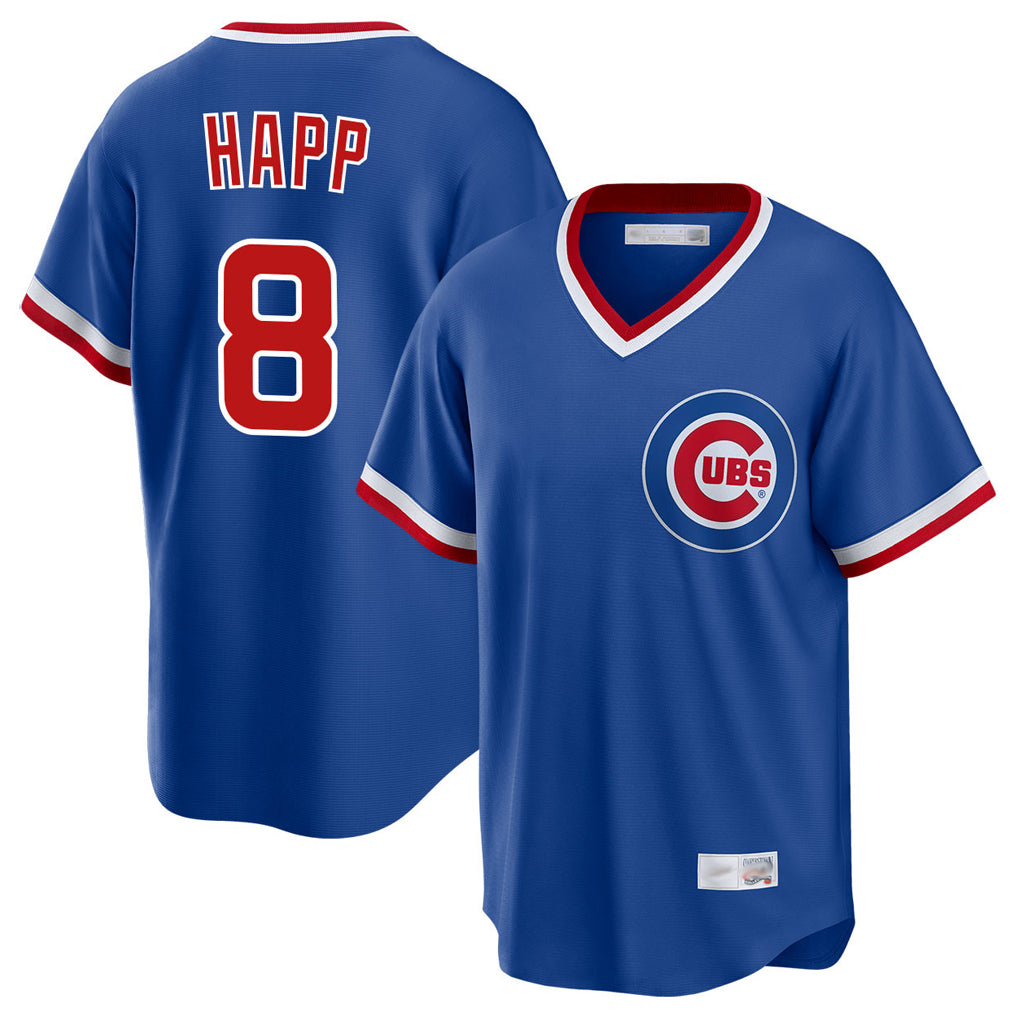 Chicago Cubs #8 Ian Happ Player Royal CONTON T-shirt Cooperstown Collection Limited Stitched Jerseys