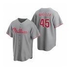 Philadelphia Phillies #45 Zack Wheeler Gray CONTON Road Stitched Jersey