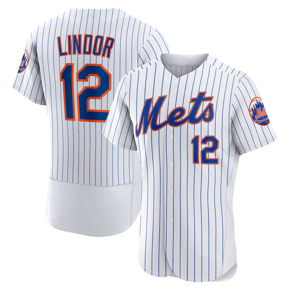 New York Mets #12 Francisco Lindor White CONTON Home Authentic Player Jersey