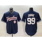 New York Yankees #99 Aaron Judge Navy CONTON With Patch Cool Base Stitched Jersey