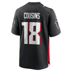A.Falcons #18 Kirk Cousins Black CONTON Game Player Jersey