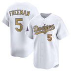 Los Angeles Dodgers #5 Freddie Freeman White CONTON 2025 Gold Collection Limited Stitched Jersey