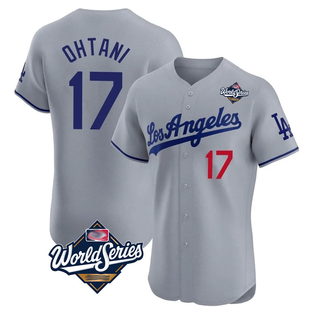 Los Angeles Dodgers #17 Shohei Ohtani Player Gray CONTON World Series Limited Elite Home Stitched Jerseys