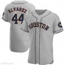 Houston Astros #44 Yordan Alvarez Authentic Gray CONTON Road Jerseys