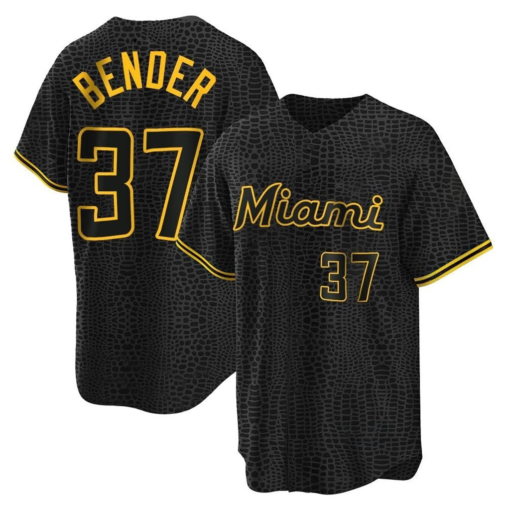 Miami Marlins #37 Anthony Bender Player Black CONTON Snake Skin City Home Game Stitched Jerseys