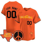 Custom Houston Astros Love Street & Peace Sign Patch Vapor Premier Limited Jersey V2-Orange CONTON