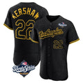 Los Angeles Dodgers #22 Clayton Kershaw Player Black CONTON World Series Snake Skin City Limited Elite Home Stitched Jerseys