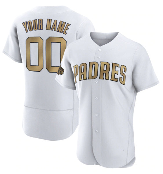 Custom San Diego Padres Active Player White CONTON 2022 All-Star Flex Base Stitched Jersey