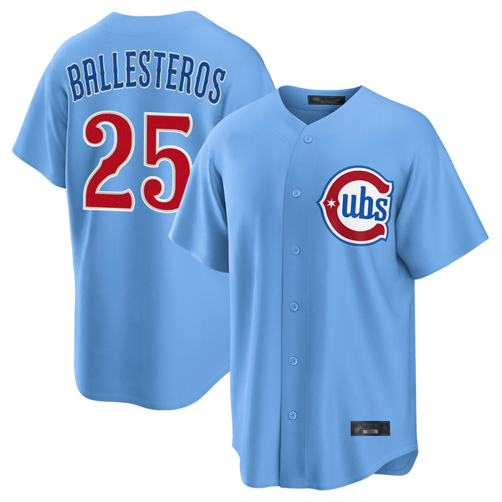 Chicago Cubs #25 Moises Ballesteros Player Light Blue CONTON Home Game Stitched Jerseys
