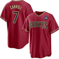 Arizona Diamondbacks #7 Corbin Carroll Red CONTON 2023 World Series Cool Base Stitched Jersey