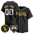 Custom Atlanta Braves Black Gold CONTON 2024 Spring Training Patch Limited Stitched Jersey