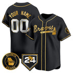 Custom Atlanta Braves Black Gold CONTON 2024 Spring Training Patch Limited Stitched Jersey