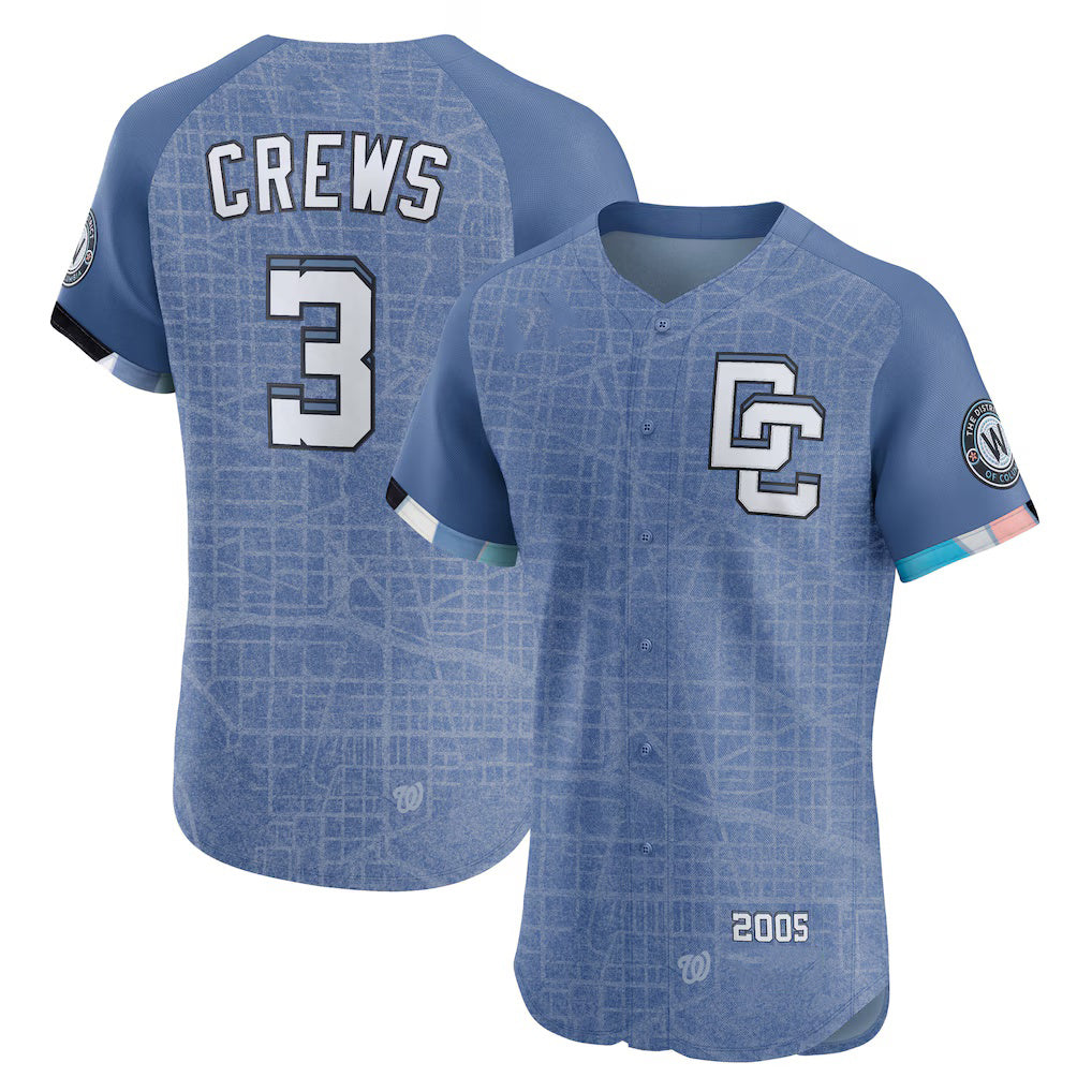 Washington Nationals #3 Dylan Crews Blue CONTON 2025 City Connect Elite Player Jersey