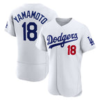 Los Angeles Dodgers #18 Yoshinobu Yamamoto White CONTON Home Authentic Jersey