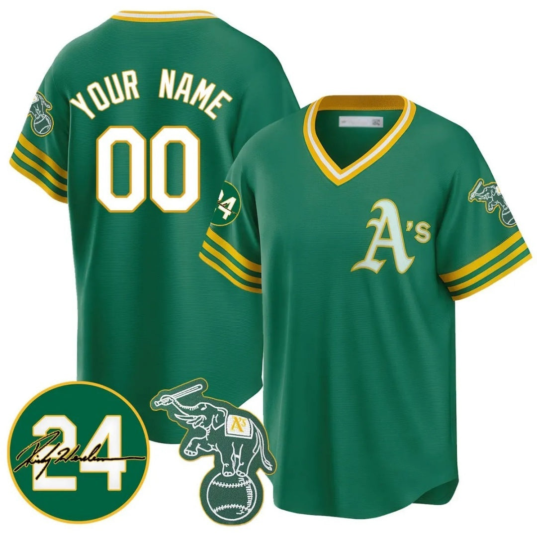 Custom Oakland Athletics Kelly Green CONTON Road Cooperstown Jersey - Personalized