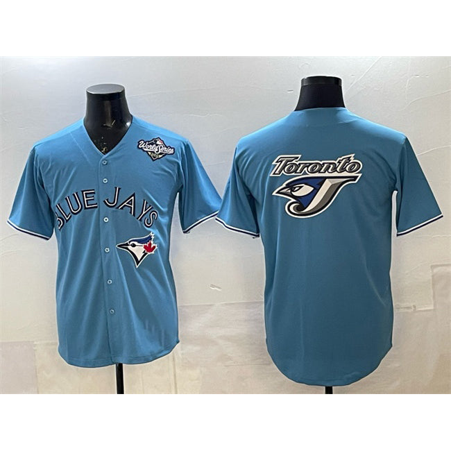 Toronto Blue Jays Team Big Logo Blue CONTON 2025 World Series Home Cool Base Stitched Jersey