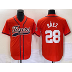 Detroit Tigers #28 Javier B¨¢ez Orange CONTON Cool Base Stitched Jersey