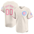 Custom Chicago Cubs Bubblegum Pink Vapor Premier Limited Jersey ¨C Cream CONTON
