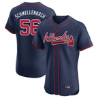 Atlanta Braves #56 Spencer Schwellenbach Player Navy CONTON Limited Elite Home Game Stitched Jerseys