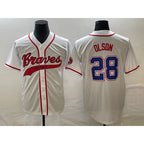 Atlanta Braves #28 Matt Olson White CONTON Cool Base With Patch Stitched Jersey 2