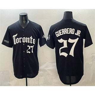 Toronto Blue Jays #27 Vladimir Guerrero Jr Black CONTON Gothic North Edition Limited Stitched Jersey
