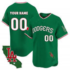 Custom Los Angeles Dodgers Mexico California Patch Vapor Premier Limited Jersey V3 ¨C Green CONTON