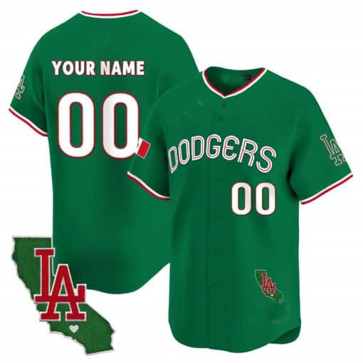 Custom Los Angeles Dodgers Mexico California Patch Vapor Premier Limited Jersey V3 ¨C Green CONTON