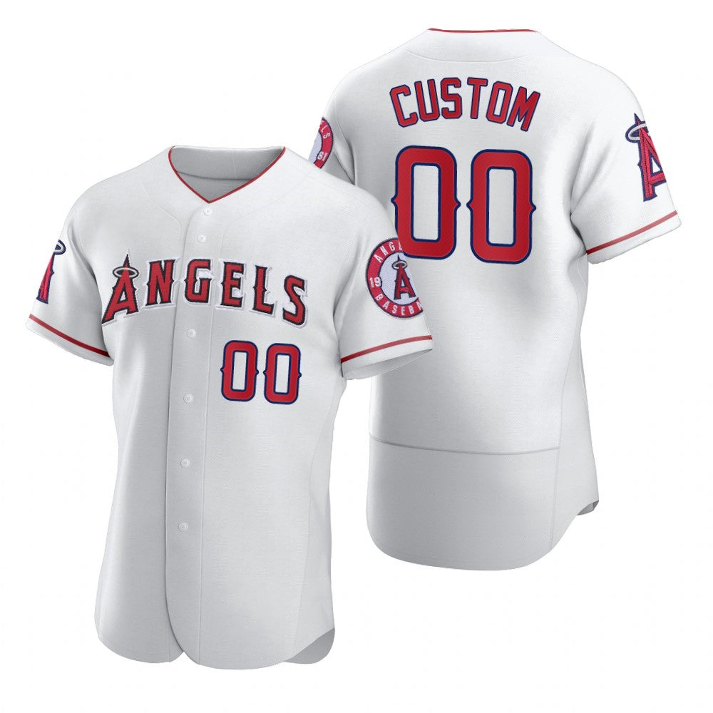 Custom Los Angeles Angels White CONTON 2020 Stitched Flex Base Jersey