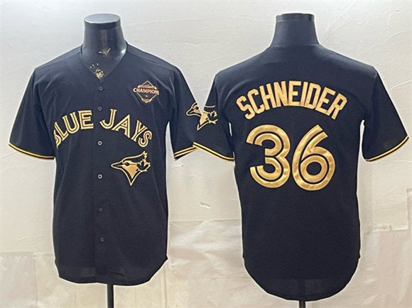 Toronto Blue Jays #36 Davis Schneider Black Gold CONTON 2025 American League Champions Limited Stitched Jersey