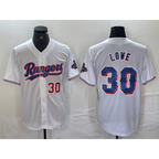 Texas Rangers #30 Nathaniel Lowe Number White CONTON 2024 Gold Collection Limited Cool Base Jerseys