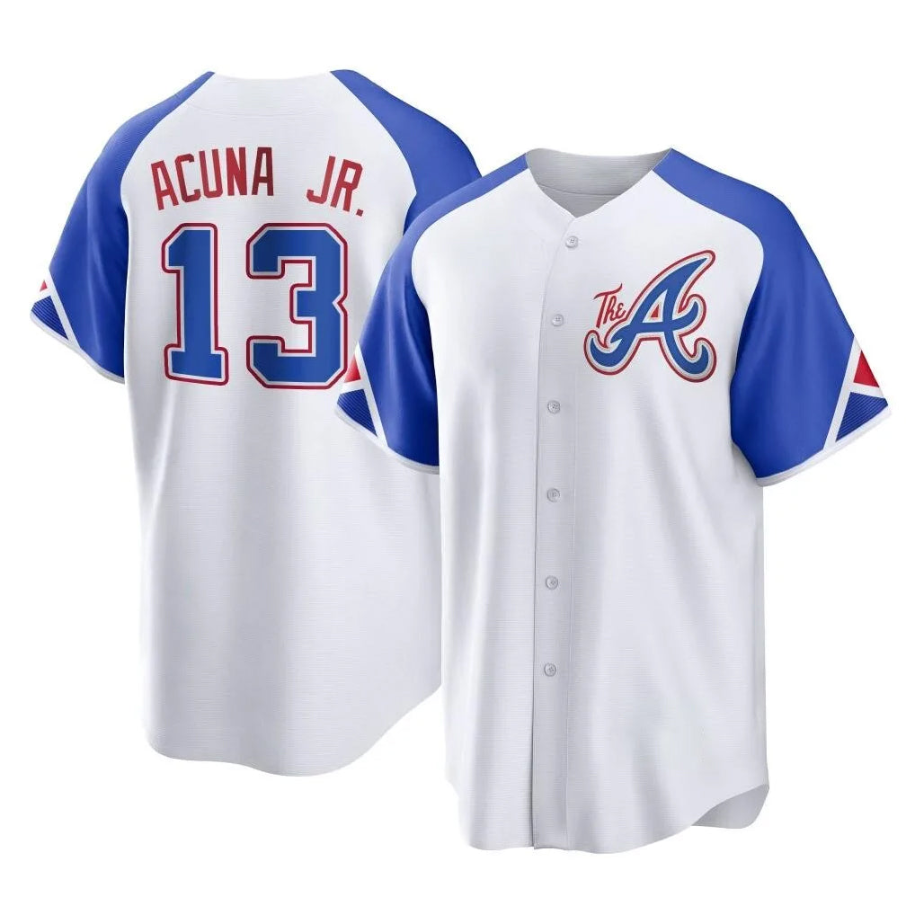 Atlanta Braves #13 Ronald Acuna Jr Player White CONTON City Connect Home Game Stitched Jerseys