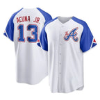 Atlanta Braves #13 Ronald Acuna Jr Player White CONTON City Connect Home Game Stitched Jerseys
