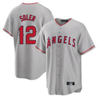 Los Angeles Angels #12 Jorge Soler Player Gray CONTON Home Game Stitched Jerseys