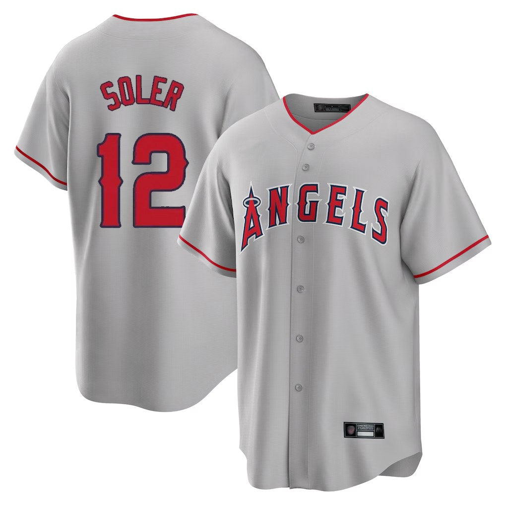 Los Angeles Angels #12 Jorge Soler Player Gray CONTON Home Game Stitched Jerseys