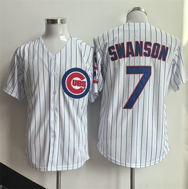 Chicago Cubs #7 Dansby Swanson White CONTON Home Limited Stitched Jersey