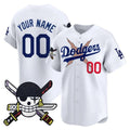 Custom Los Angeles Dodgers x One Piece White CONTON Zoro Patch Vapor Premier Limited Jersey - Stitched