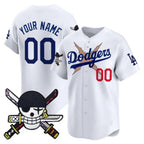 Custom Los Angeles Dodgers x One Piece White CONTON Zoro Patch Vapor Premier Limited Jersey - Stitched