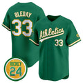 Oakland Athletics #33 JJ Bleday Green CONTON 2024 Limited With Rickey Henderson Patch Stitched Jersey