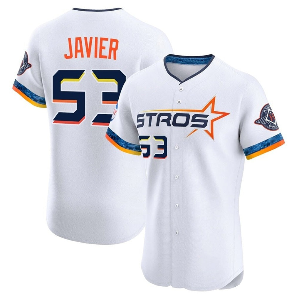 Houston Astros #53 Cristian Javier Player White CONTON City Connect Limited Elite Home Stitched Jerseys