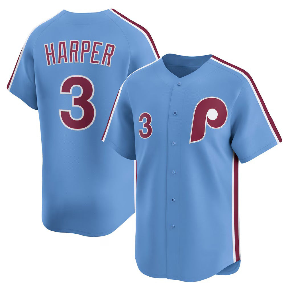 Philadelphia Phillies #3 Bryce Harper Light Blue CONTON Alternate Limited Player Jersey