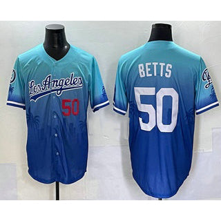 Los Angeles Dodgers #50 Mookie Betts Blue CONTON 2025 City Connect Limited Stitched Jersey