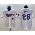 Texas Rangers #28 Jonah Heim Number White CONTON 2023 World Series Champions Cool Base Jerseys