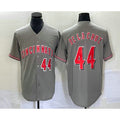Cincinnati Reds #44 Elly De La Cruz Number Grey CONTON Cool Base Stitched Jersey