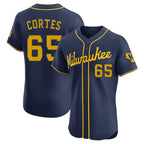 Milwaukee Brewers #65 Nestor Cortes Player Navy CONTON Home Limited Elite Stitched Jerseys
