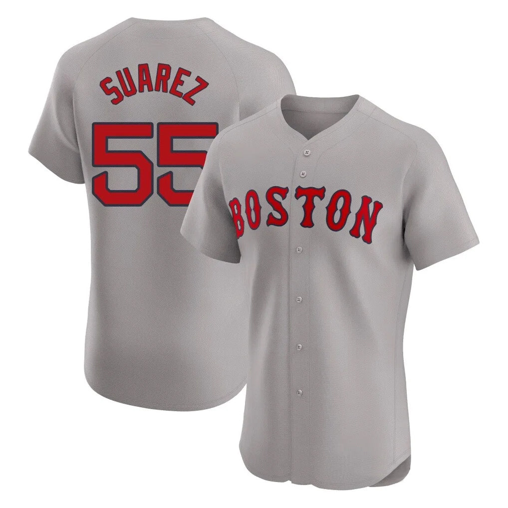 Boston Red Sox #55 Ranger Suarez Player Gray CONTON Road Limited Elite Home Game Stitched Jerseys1