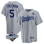 Los Angeles Dodgers #5 Freddie Freeman Player Gray CONTON World Series Game Stitched Jerseys