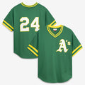 Oakland Athletics #24 Rickey Henderson Mitchell & Ness Green CONTON Authentic Batting Practice Jersey 2